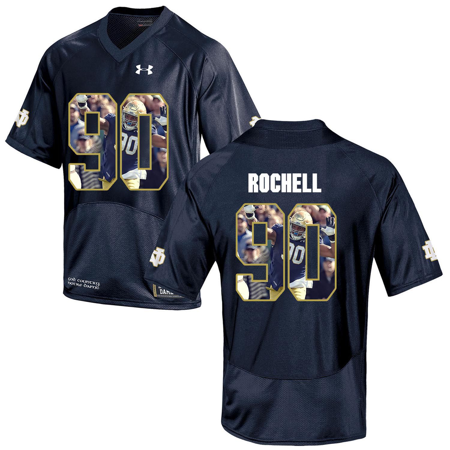 Men Norte Dame Fighting Irish 90 Rochell Navy Blue Fashion Edition Customized NCAA Jerseys